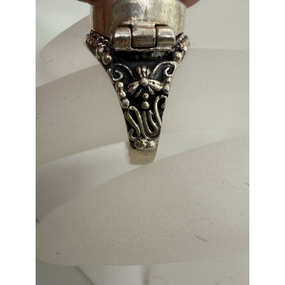 Vintage Sterling Silver Celtic Poison Ring Hinged Lid Statement Ring Size 7.75 - Picture 6 of 13
